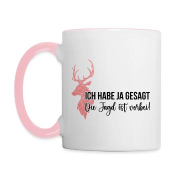 JGA: Die Jagd ist vorbei - ich habe ja gesagt - Tasse zweifarbig - Weiß/Pink - Links