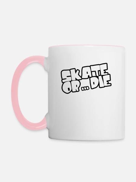 Skate oder stirb - Skateboarden - Tasse zweifarbig - Weiß/Pink