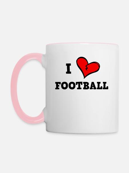 Ich liebe Fußball - Tasse zweifarbig - Weiß/Pink