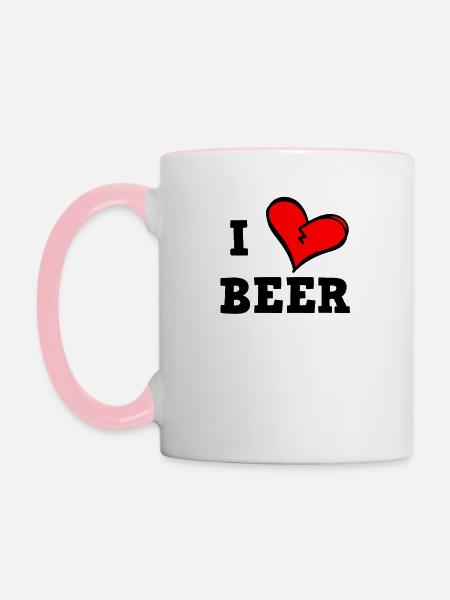 Ich liebe Bier - Tasse zweifarbig - Weiß/Pink