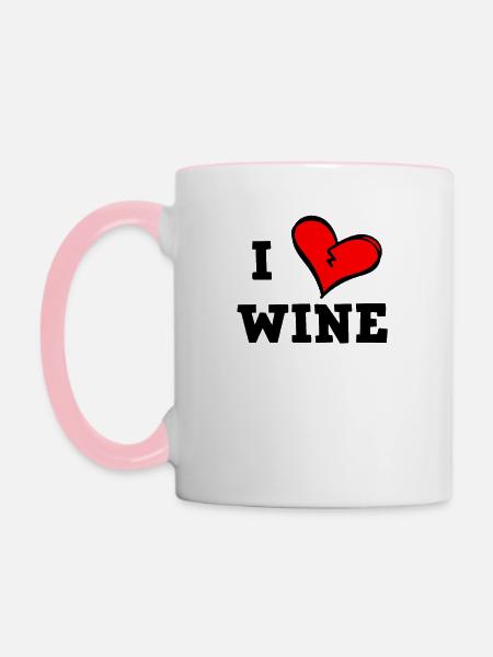Ich liebe Wein - Tasse zweifarbig - Weiß/Pink