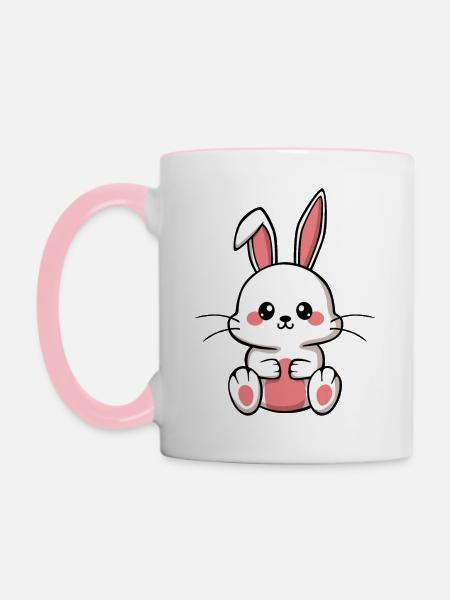 Niedliches Kaninchen - Tasse zweifarbig - Weiß/Pink