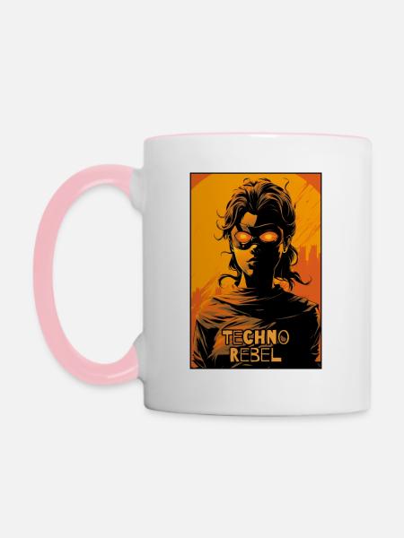 Techno Cyber Rebellin - Tasse zweifarbig - Weiß/Pink