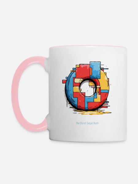 moderne Donut Kunst - Tasse zweifarbig - Weiß/Pink