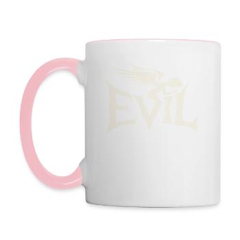Lettrage maléfique avec ange noir - Mug contrasté - blanc/rose - Gauche