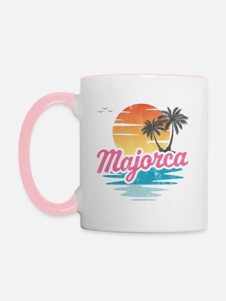 Mallorca - Tasse zweifarbig - Weiß/Pink