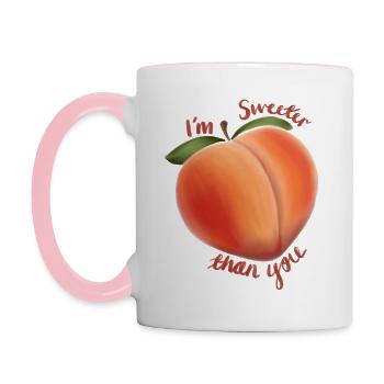 Sweeter Than You Peach - Contrasting Mug - white/pink - Left