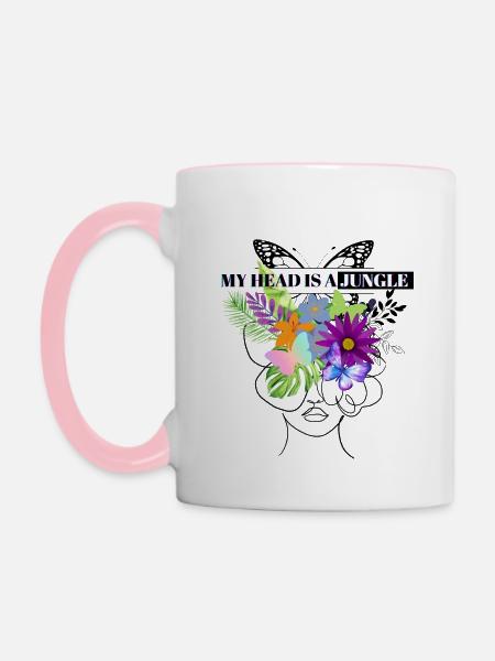 MEIN KOPF IST EIN JUNGEL - Tasse zweifarbig - Weiß/Pink