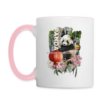 Panda Bamboo Playground - Contrasting Mug - white/pink - Left