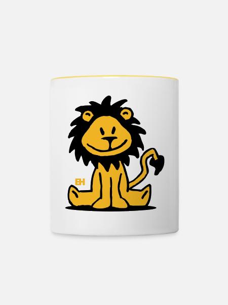 Löwe - Tasse zweifarbig - Weiß/Gelb