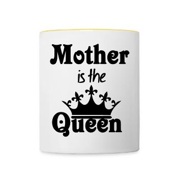 Mother is the Queen Geschenk - Tasse zweifarbig - Weiß/Gelb - Vorne