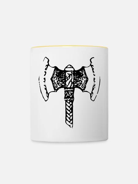 Streitaxt - Wikinger, Vikings - Tasse zweifarbig - Weiß/Gelb