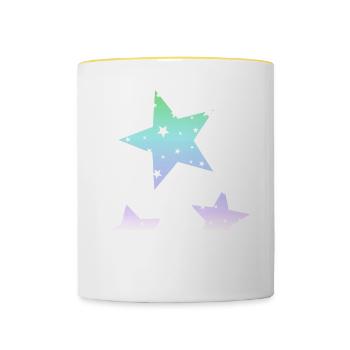 Regenbogensterne Regenbogen Sterne Pastell Farben - Tasse zweifarbig - Weiß/Gelb - Vorne