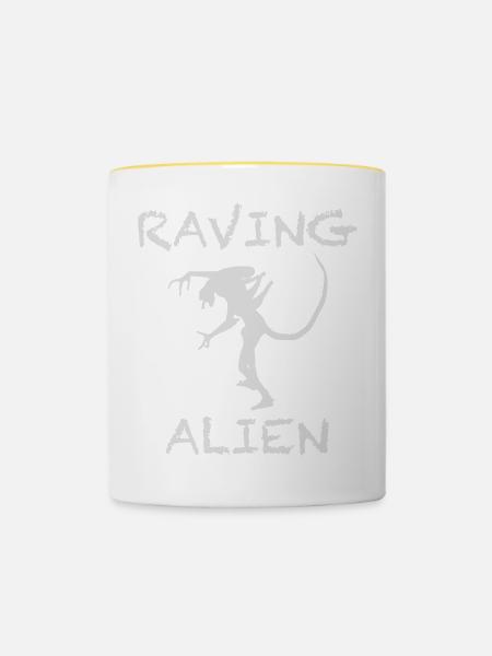 Raving Alien - Tasse zweifarbig - Weiß/Gelb