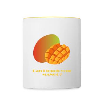 Can I touch your MANGO? - Contrasting Mug - white/yellow - Front
