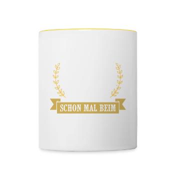 Landwirtschaft Shirt · Bauernhof · Dreschen? - Tasse zweifarbig - Weiß/Gelb - Vorne