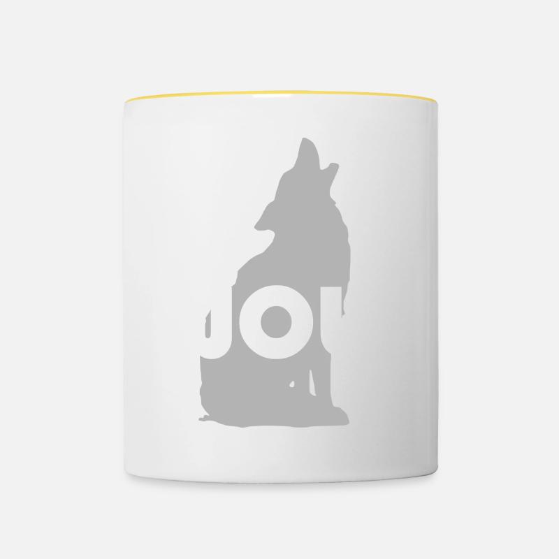 Wolf - Tasse zweifarbig - Weiß/Gelb
