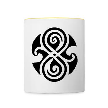 Symbole celte noir - Mug contrasté - blanc/jaune - Devant