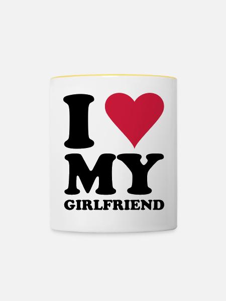 I Love My Girlfriend - Tasse zweifarbig - Weiß/Gelb