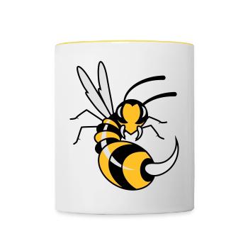 Wespe mit riesigen Stachel - Tasse zweifarbig - Weiß/Gelb - Vorne