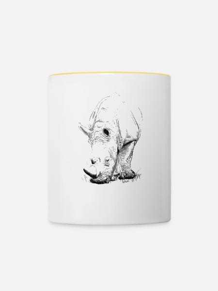 Nashorn - Tasse zweifarbig - Weiß/Gelb