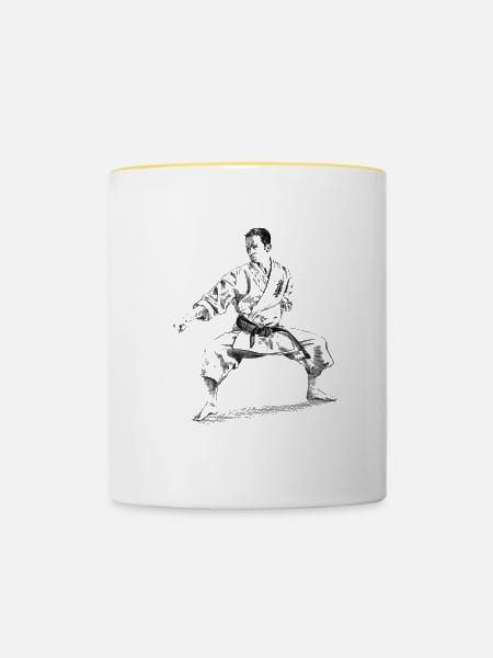 Karate - Tasse zweifarbig - Weiß/Gelb