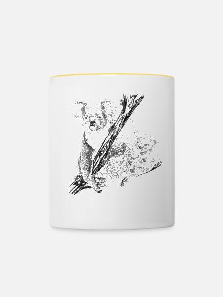 Koala - Tasse zweifarbig - Weiß/Gelb