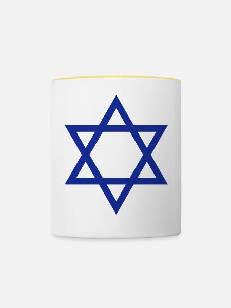 Davidstern König von Israel - Tasse zweifarbig - Weiß/Gelb