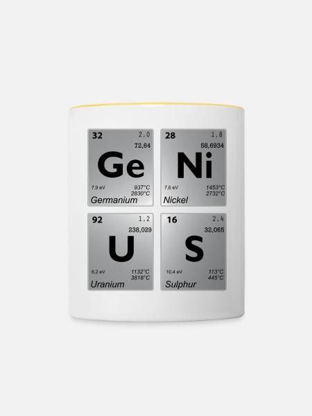 GENIUS Periodensystem grey shadow - Tasse zweifarbig - Weiß/Gelb