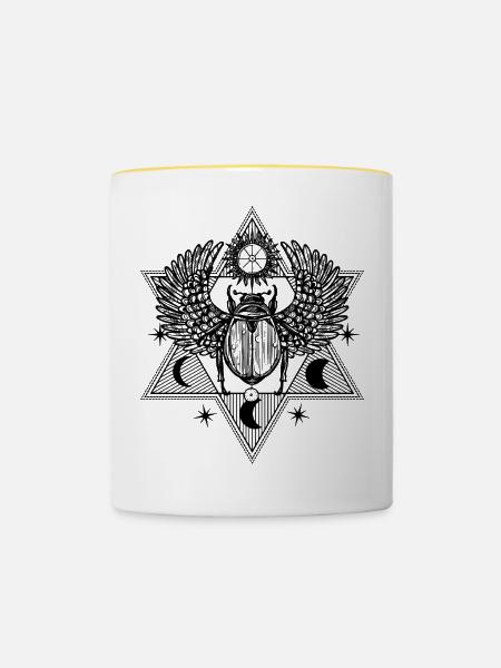 Mystischer Skarabäus Symbol Design - Tasse zweifarbig - Weiß/Gelb