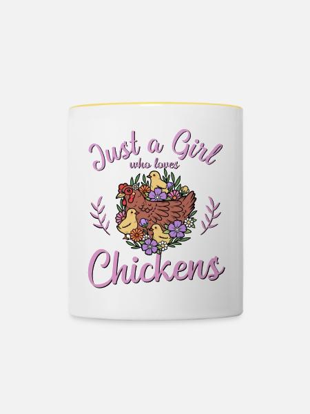 Huhn Hühner - Tasse zweifarbig - Weiß/Gelb
