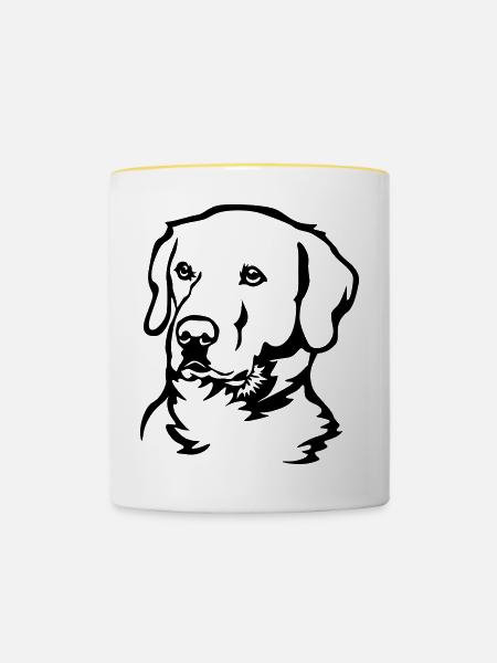 Labrador Kopf - Tasse zweifarbig - Weiß/Gelb