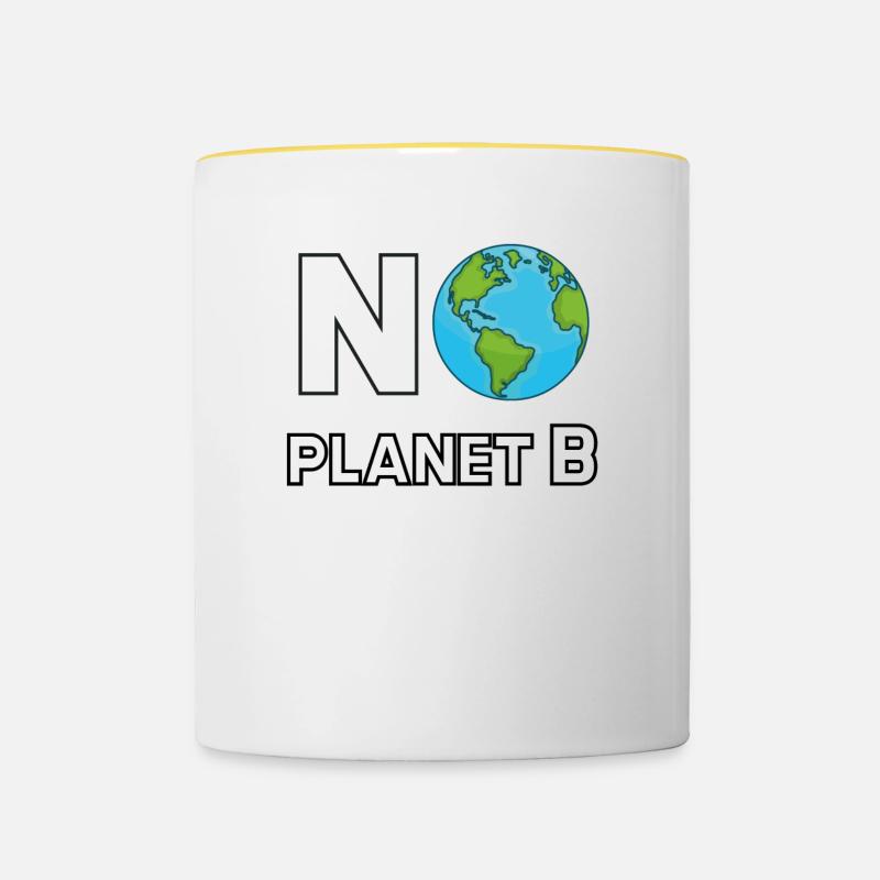 Pas de planète B - Kein Planet B - Mug contrasté - blanc/jaune