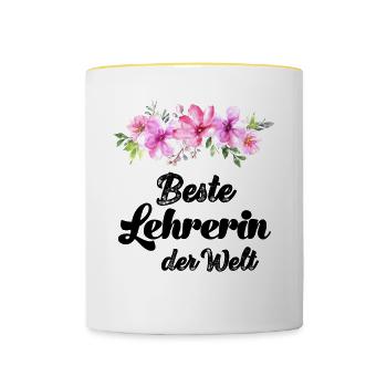 Lehrerin Lieblingslehrerin Klassenlehrerin Lehrer - Tasse zweifarbig - Weiß/Gelb - Vorne