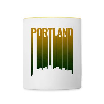Portland Skyline Gradient - Tasse zweifarbig - Weiß/Gelb - Vorne