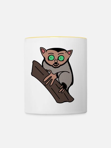Konrad der Koboldmaki - Tasse zweifarbig - Weiß/Gelb