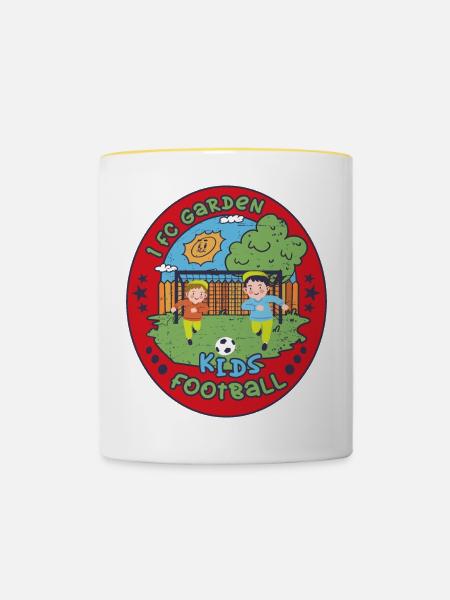 1 FC Garden, Kinderfußball - Tasse zweifarbig - Weiß/Gelb