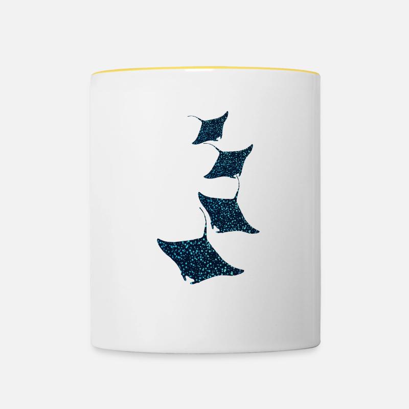Manta rays - Contrasting Mug - white/yellow