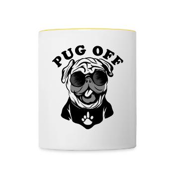Mops AUS | Mops-Hund - Tasse zweifarbig - Weiß/Gelb - Vorne