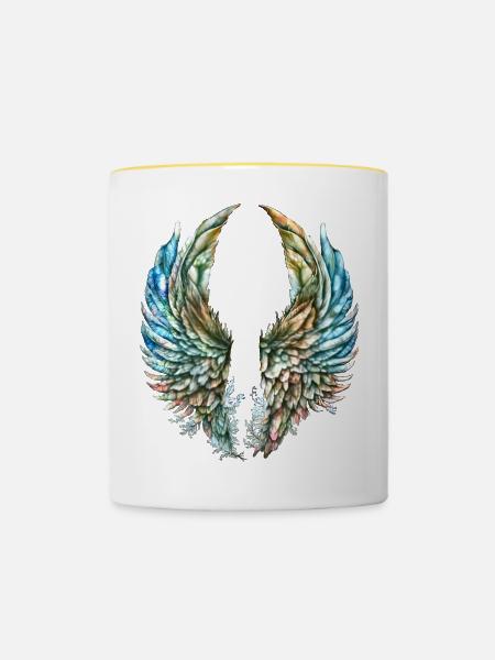 Engelsflügel - Tasse zweifarbig - Weiß/Gelb