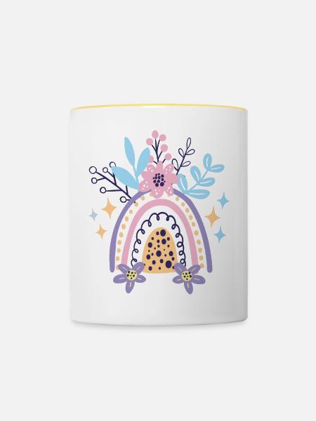 Pastellfarbene Regenbogenblüte - Tasse zweifarbig - Weiß/Gelb