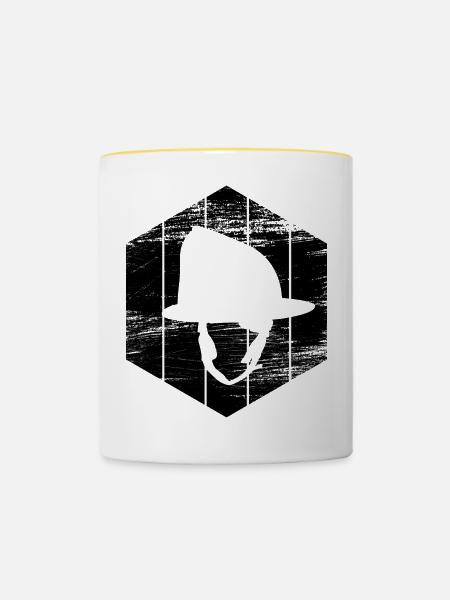 Feuerwehrhelm - Tasse zweifarbig - Weiß/Gelb
