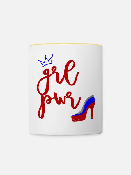 Girl Power - Tasse zweifarbig - Weiß/Gelb