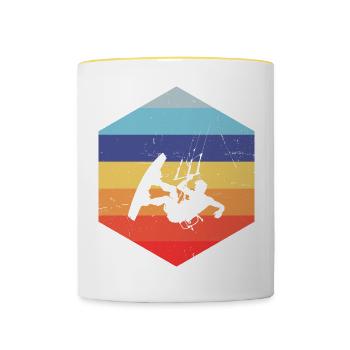Kite Kitesurfing Women Kitesurfer Kitesurf - Contrasting Mug - white/yellow - Front