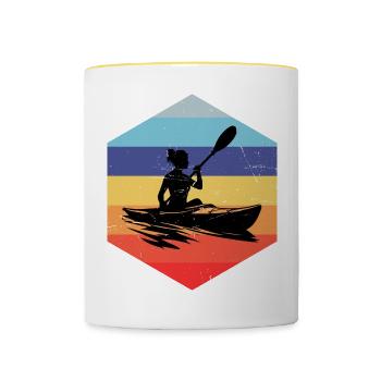 Kayak Femme Canoë Kayak Kayak Homme - Mug contrasté - blanc/jaune - Devant
