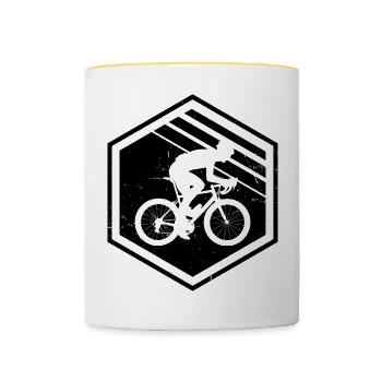 Road Cyclist Women's Road Cycling Road Bike - Contrasting Mug - white/yellow - Front