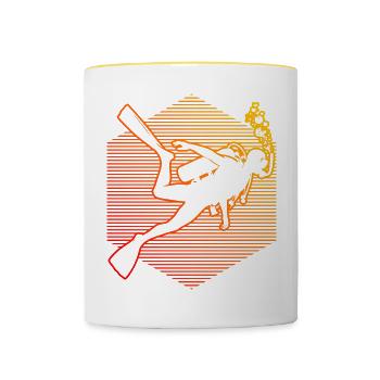 Plongée Taucher Scuba Taucher Tauchen Plongée sous-marine - Mug contrasté - blanc/jaune - Devant