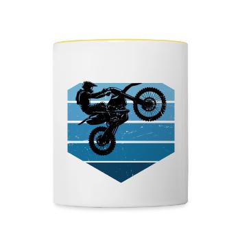 Supermoto Motocross Freestyle Motocross Femmes - Mug contrasté - blanc/jaune - Devant