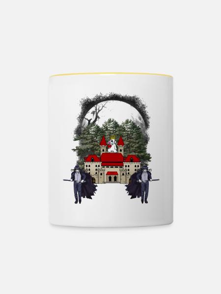 Schloss Mittelalter Fantasy Märchen Märchenfigur - Tasse zweifarbig - Weiß/Gelb