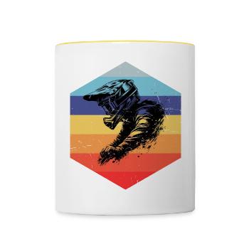 VTT Cyclisme Hommes Cyclisme VTT - Mug contrasté - blanc/jaune - Devant